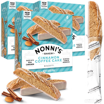 Nonni'S Cinnamon Coffee Cake Biscotti Italian Cookies - 3 Boxes Italian Biscotti Almond Cookies W/Cinnamon Streusel Icing - Bisc