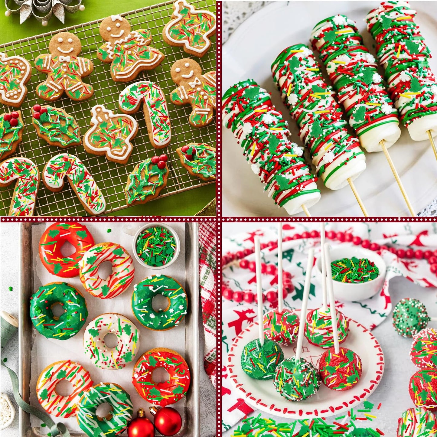 Christmas Sprinkles Edible 8 Oz Christmas Tree Sprinkle Holiday Cake Sprinkles Red Green White Jimmies Sprinkle Edible Winter Holiday Jimmies Mix for Cake Baking Cookie Ice Cream Decorations
