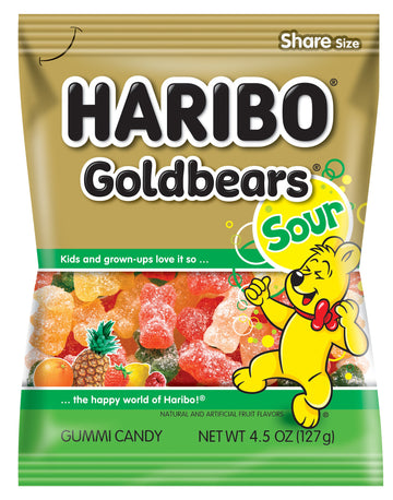 Haribo Gummi Candy, Sweet & Sour Goldbears, Gummy Bears With A Twist, 4.5 Ounce (Pack Of 12) Delicious Soft And Chewy Snacks, As