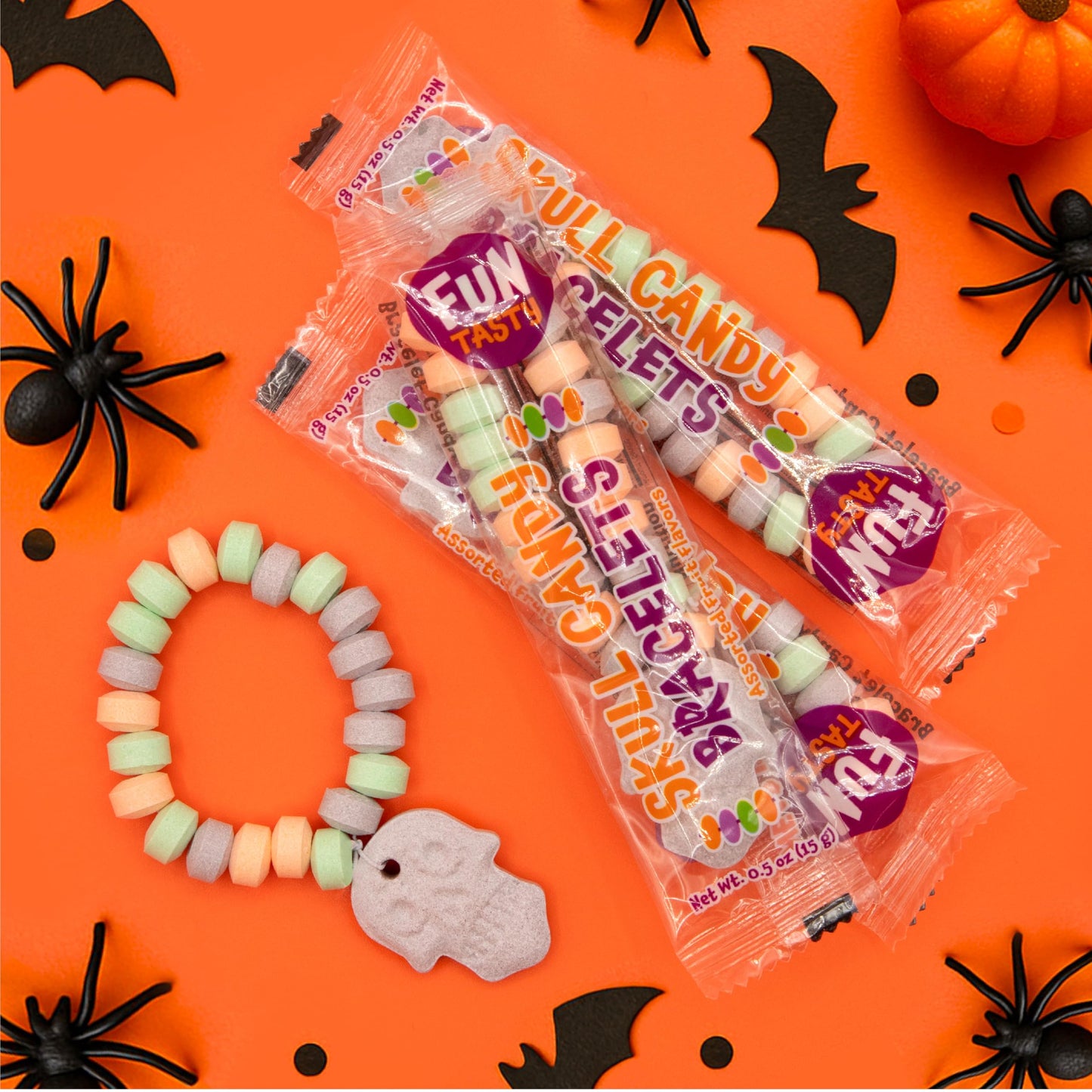 Skull Candy Bracelets - 21 Ounce Bag (40 Count) - Candy Bracelets Individually Wrapped - Fun Candies for Goodie Bags and Classroom Rewards - Party Favors by Funtasty