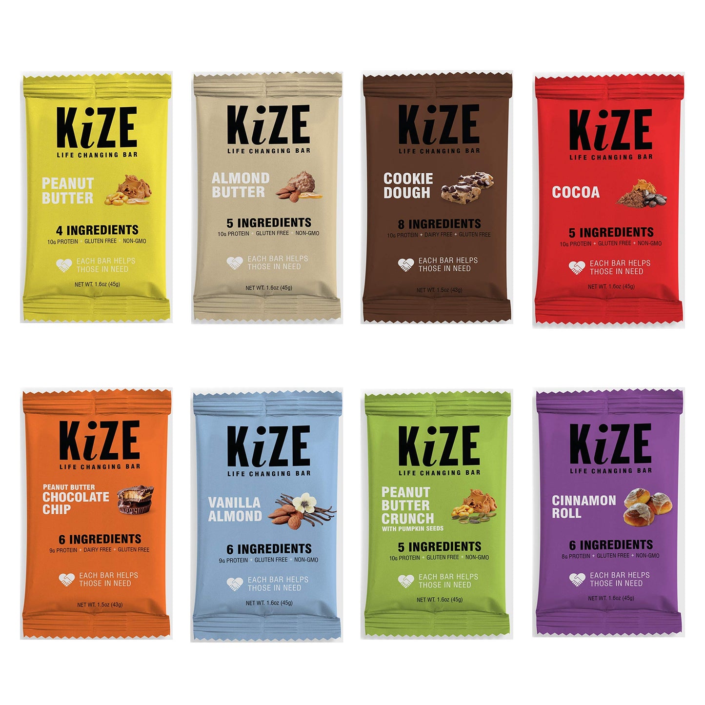 KiZE Energy Bars - Best Sellers Variety Pack - Gluten Free, Dairy Free Options, Non-GMO, and High Protein Meal Replacement Energ