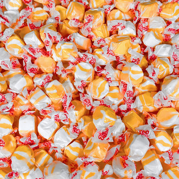 Premium Peaches N Cream Saltwater Taffy Chewy Candy Sweet Peach Flavor Bulk 1 Lb Bag 60+ Pieces Individually Wrapped, Nut & Glut