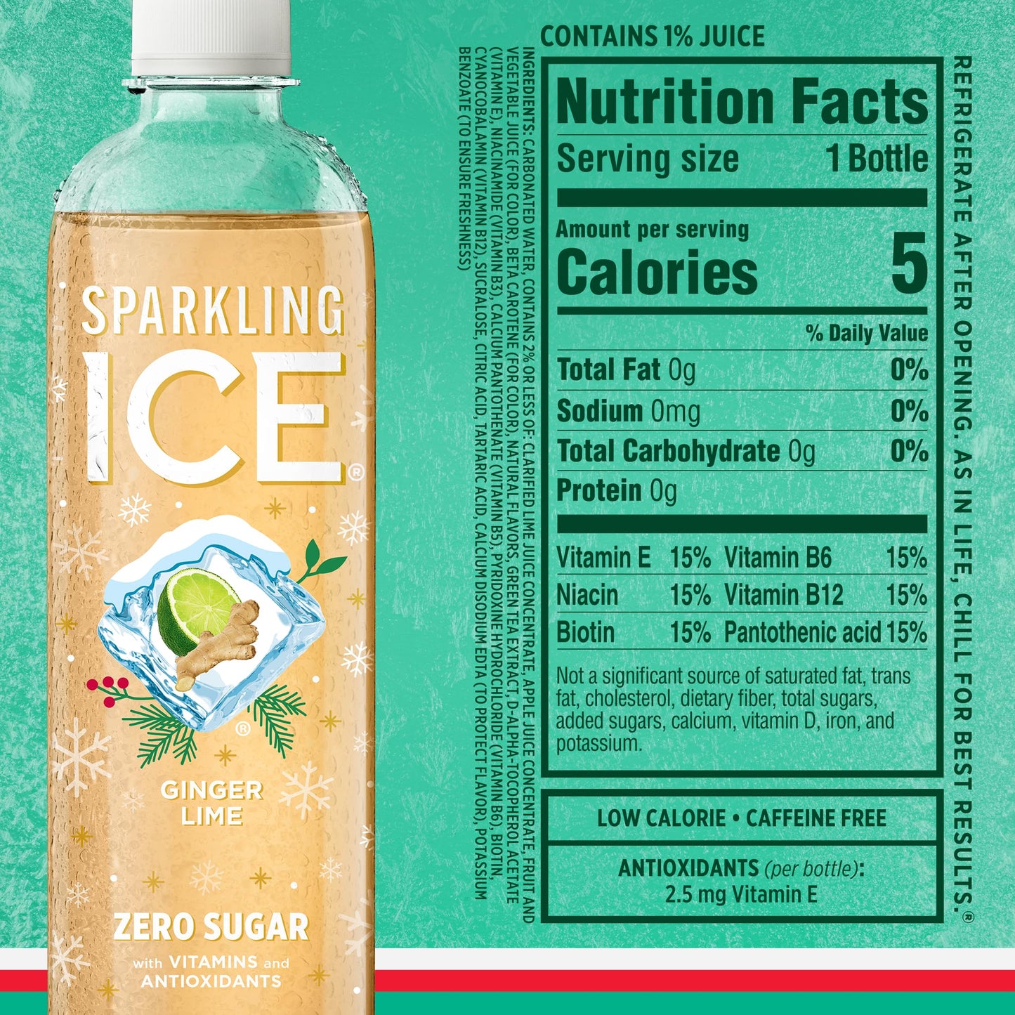 Sparkling Ice  Winter Variety Pack  Flavored Sparkling Water  Zero Sugar  with Vitamins and Antioxidants  17 fl oz  12 count (Cranberry Frost  Winter Punch  Apple Cider and Ginger Lime)