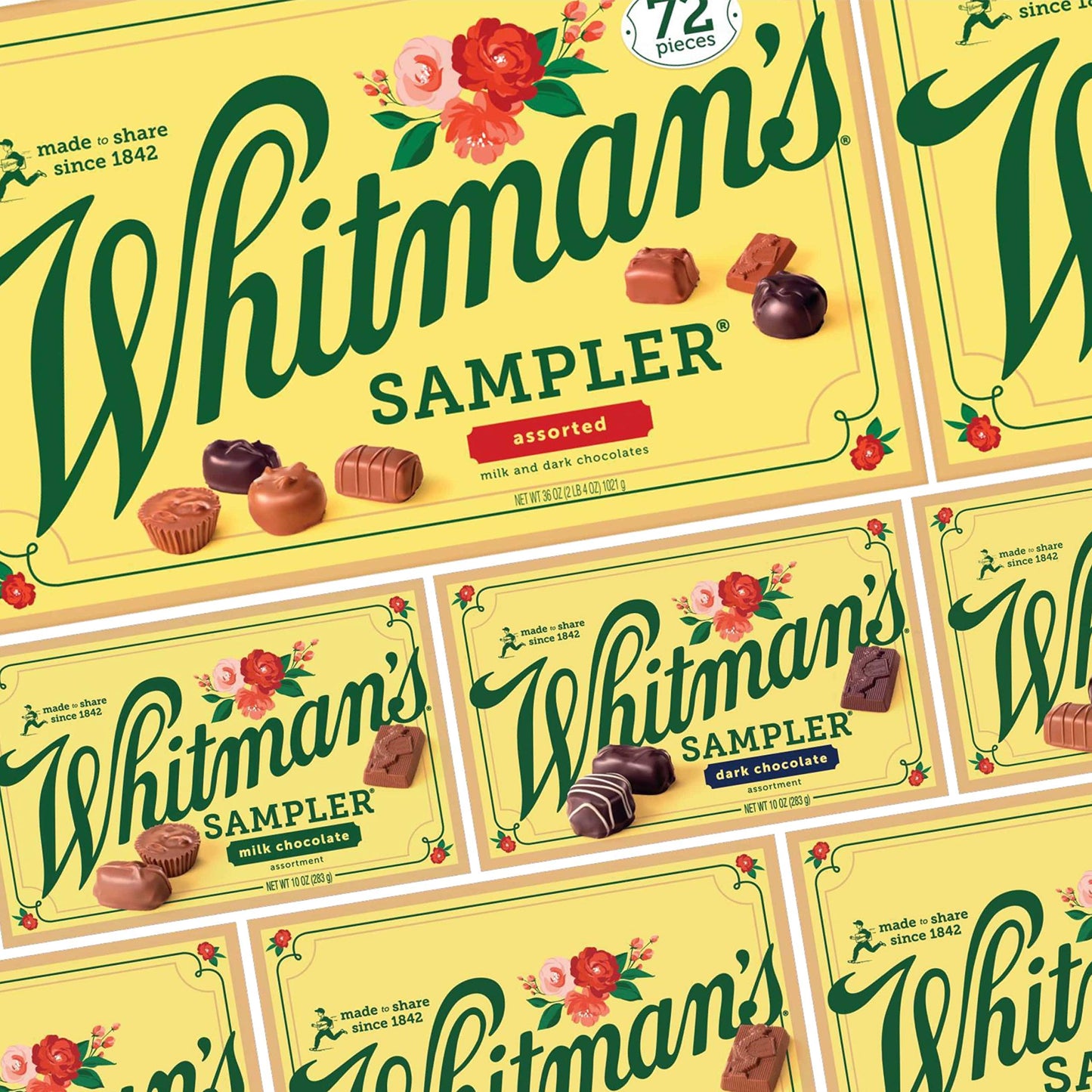 Whitmans Sampler gift Box Dark chocolate Assortment 10 Ounce (22 Pieces)