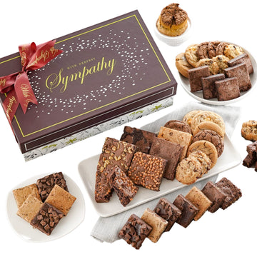 Broadway Basketeers Deluxe Condolence Sympathy Gift Baskets, Fresh Baked Assorted Brownies & Cookies Gift Box, Individually Wrap