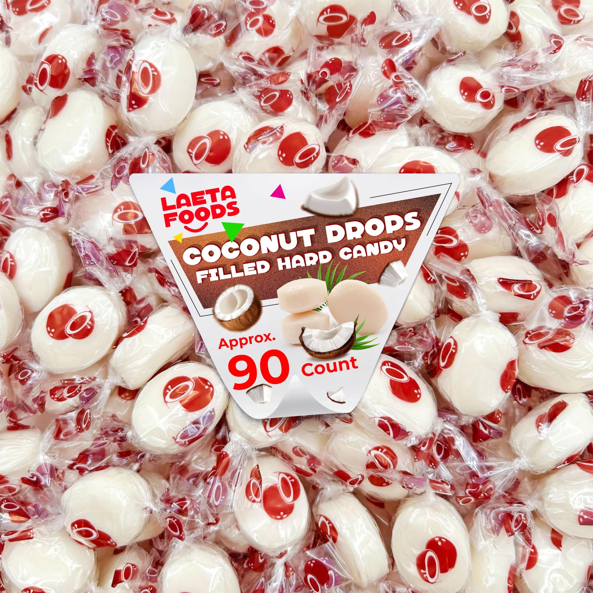 Coconut Filled Hard Candy | 1 Pound Bag - Approx. 90 Count | Tropical Treat with Creamy Filling