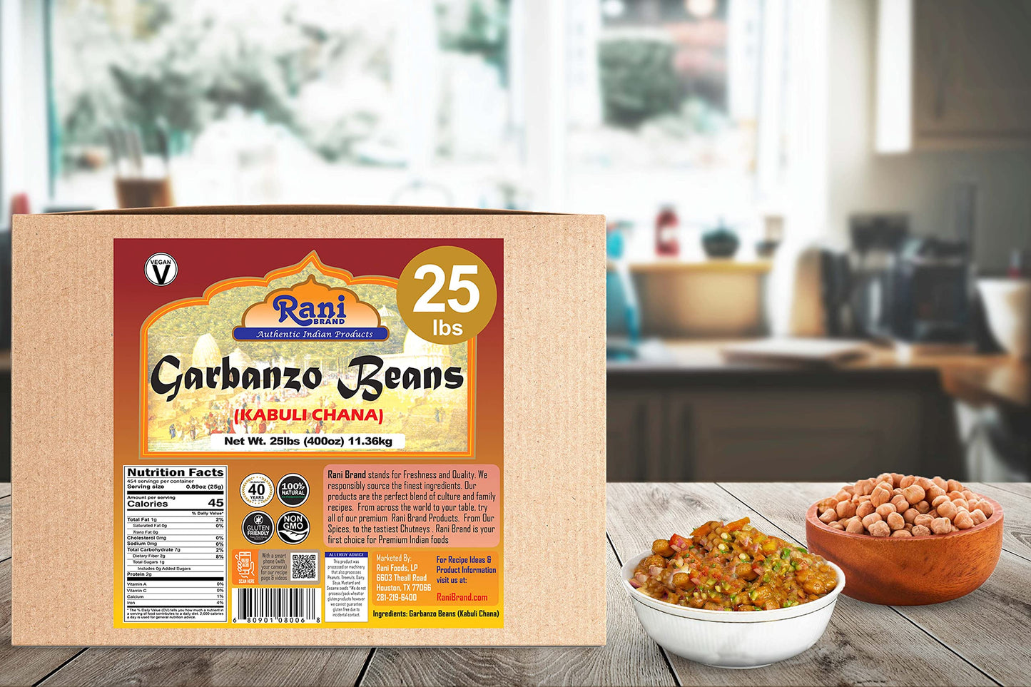 Rani Garbanzo Beans (Kabuli Chana) 400Oz (25Lbs) 11.36Kg Bulk Box ~ All Natural | Vegan | Gluten Friendly | Non-Gmo | Indian Ori