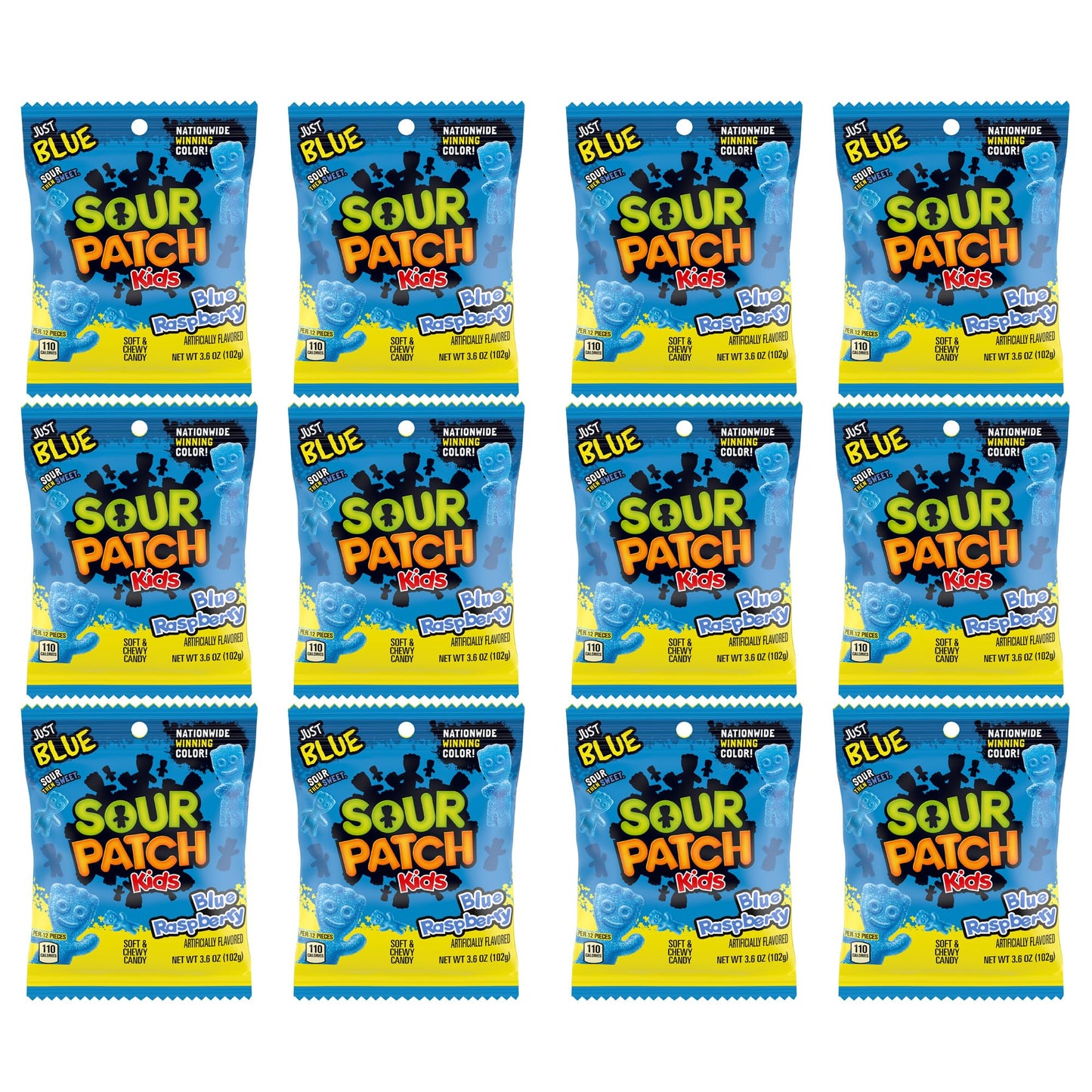SourPatch Kids Blue Raspberry, 3.6 Ounce Bags (Pack of 12)