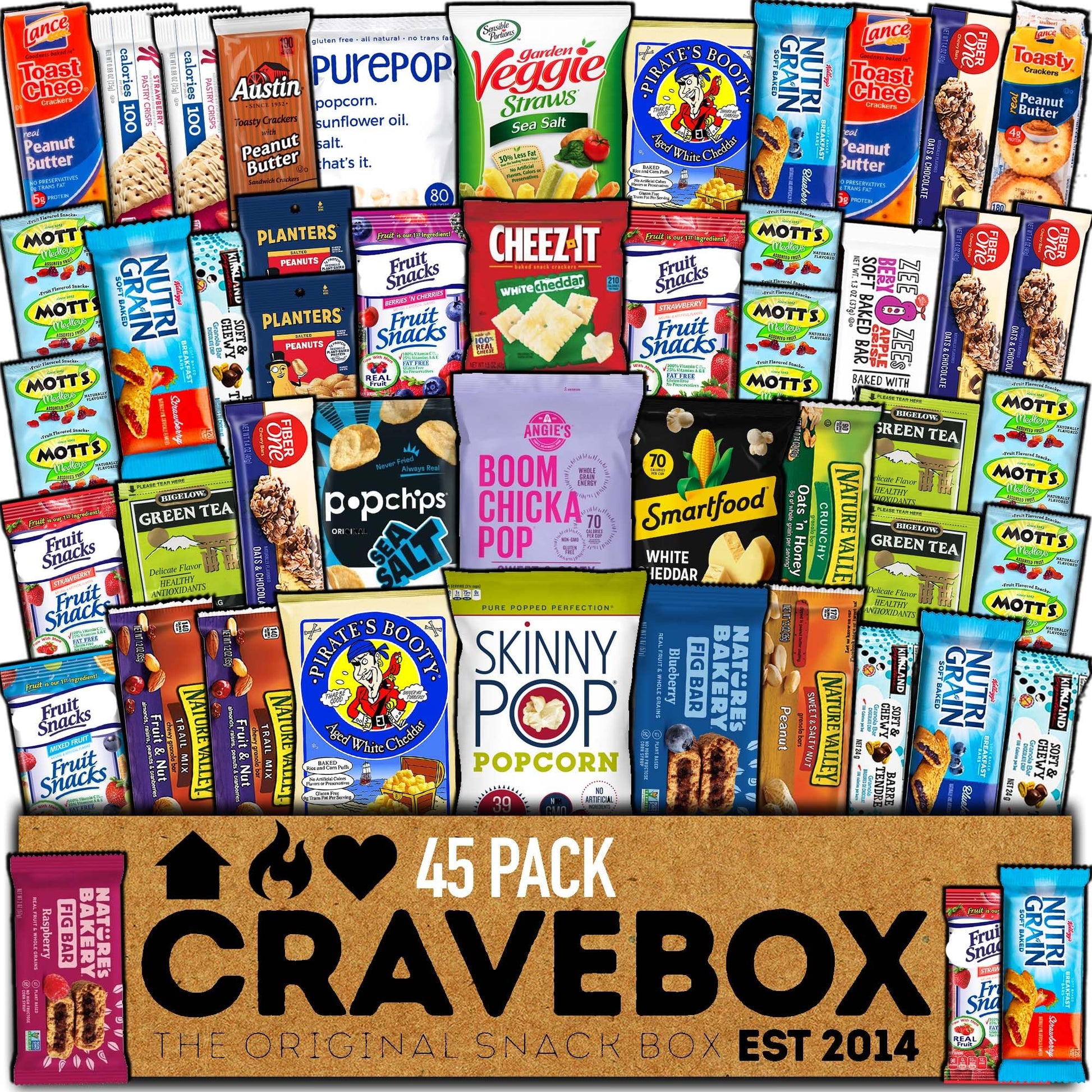 CRAVEBOX Healthy Snack Box Variety Pack - 45 Count Care Package for Men, Women, Kids - Nutritious Assortment for School and Home