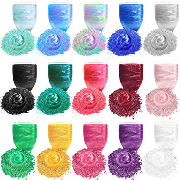 Edible Glitter - 15 Popular Colors Edible Glitter for Cocktails, Food Grade Luster Dust, Iridescent Shimmer Powder for Cake Deco
