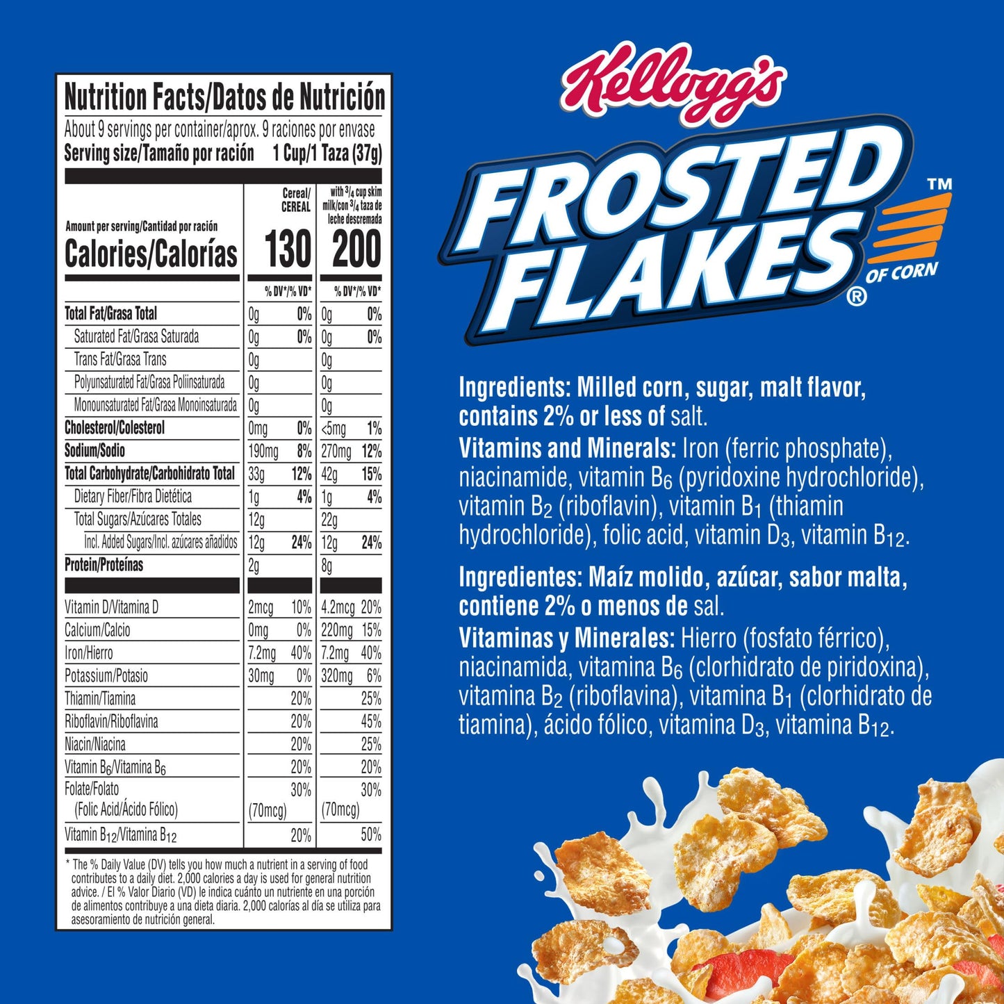 Kelloggs Frosted Flakes Breakfast Cereal, Fat Free, 12 oz