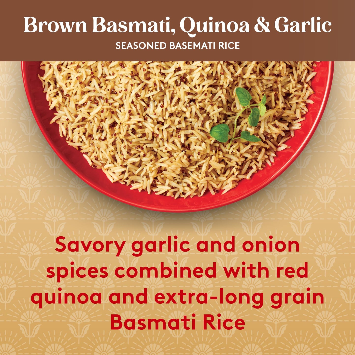 Royal Basmati Brown Rice With Quinoa And Garlic - Ready To Heat Basmati Rice - (6 Pack) 8.5 Oz Microwaveable Pouch