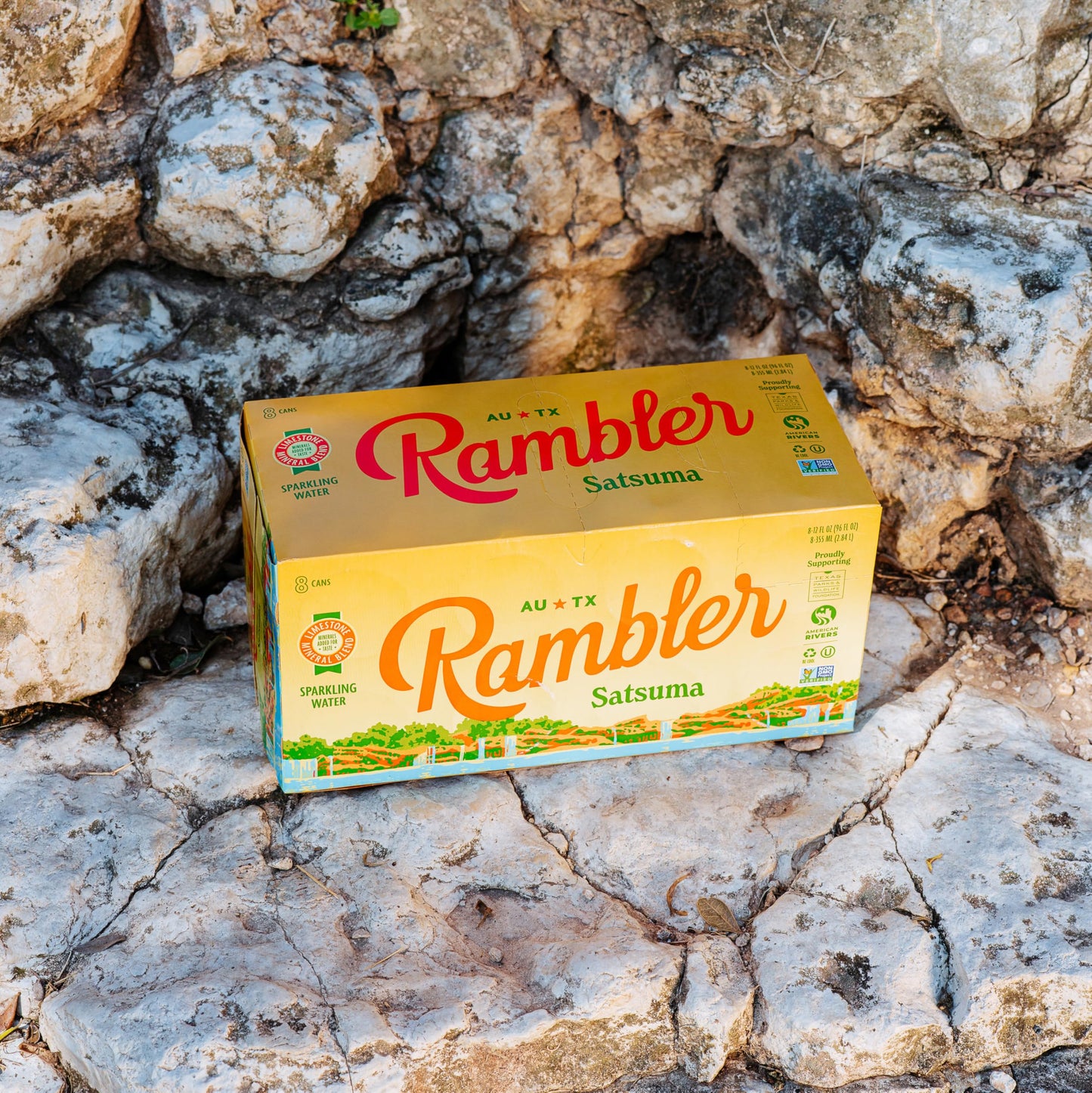 RAMBLER Satsuma Sparkling Water, Texas Limestone Filtered, 12 Fl Oz Cans, 24-Pack