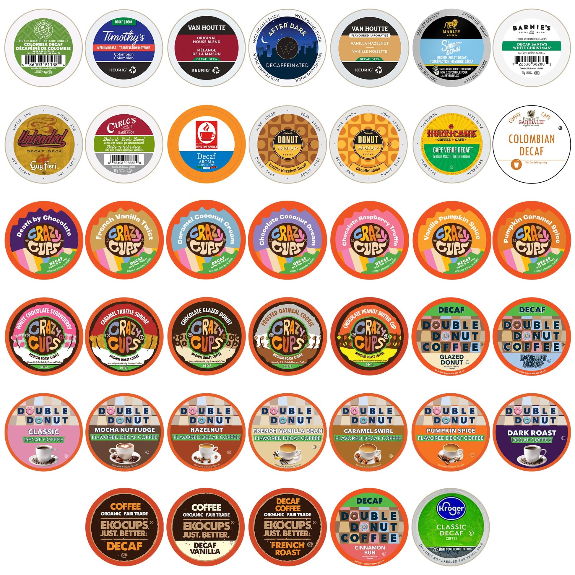 Crazy Cups Decaf Flavoured Coffee Pods - Medium Roast, 40 Count, Compatible with Keurig K Cups