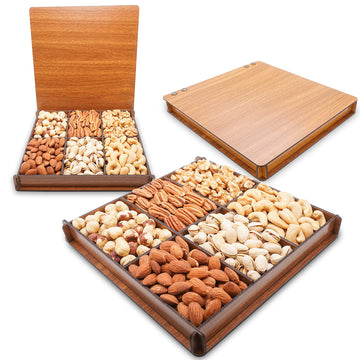 Wood Gift Basket, Gourmet Gift Baskets Family, Business | Corporate Gift - Healthy Mixed Nuts Fresh Gift, Birthday Sympathy - Mo