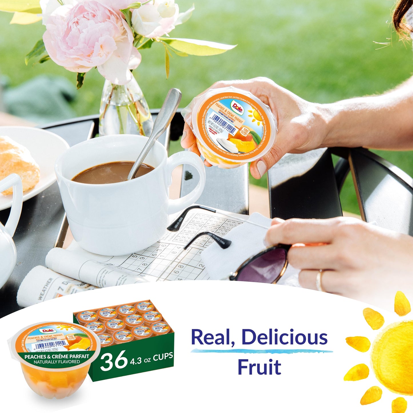 Dole Fruit Bowls Low Fat Peaches & Creme Parfait Snacks, 4.3Oz 36 Total Cups, Gluten & Dairy Free, Bulk Lunch Snacks For Kids &