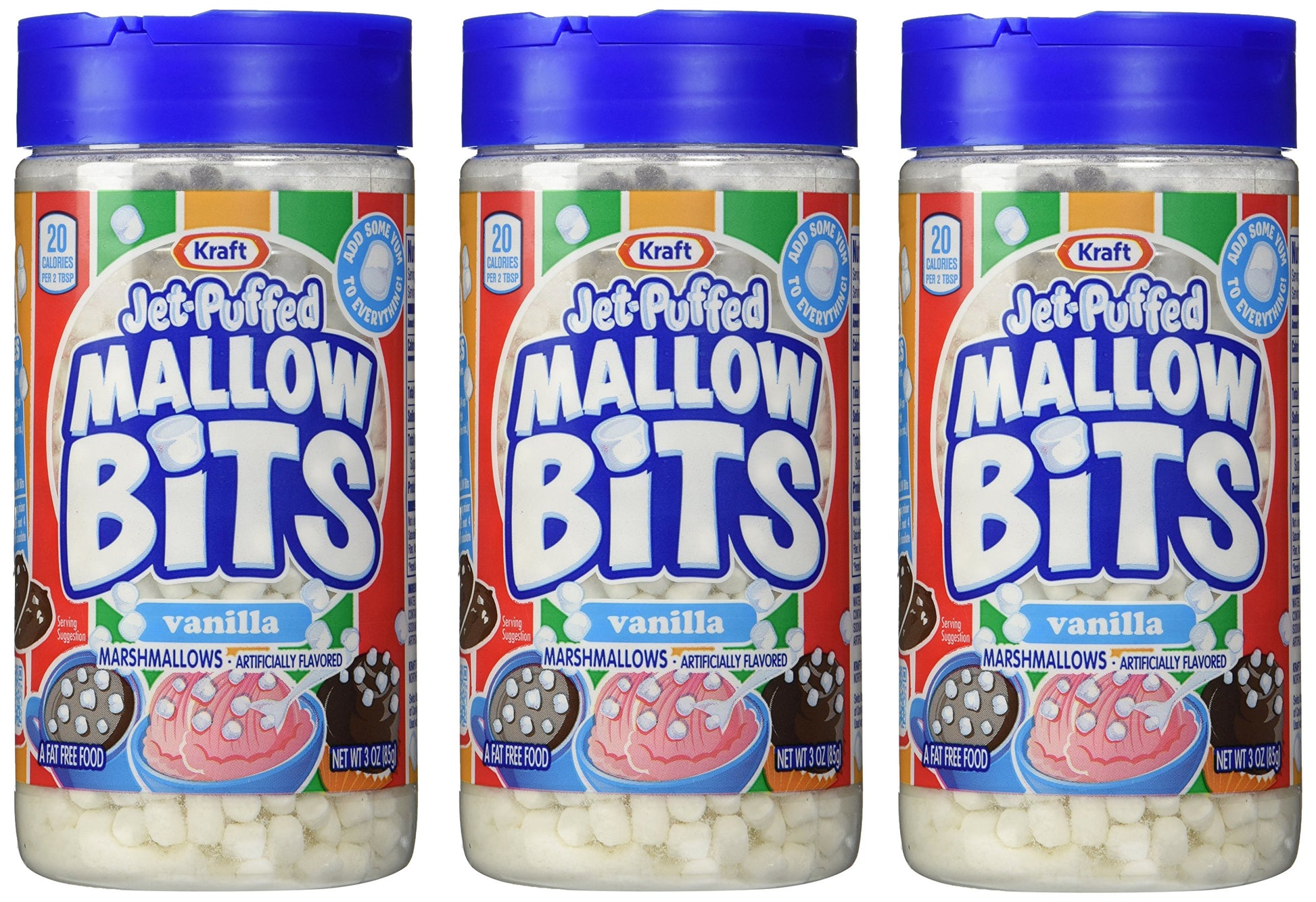 Kraft Jet-puffed Mallow Bits Vanilla Flavor Marshmallows, 3 OZ Bottles (Pack Of 3)