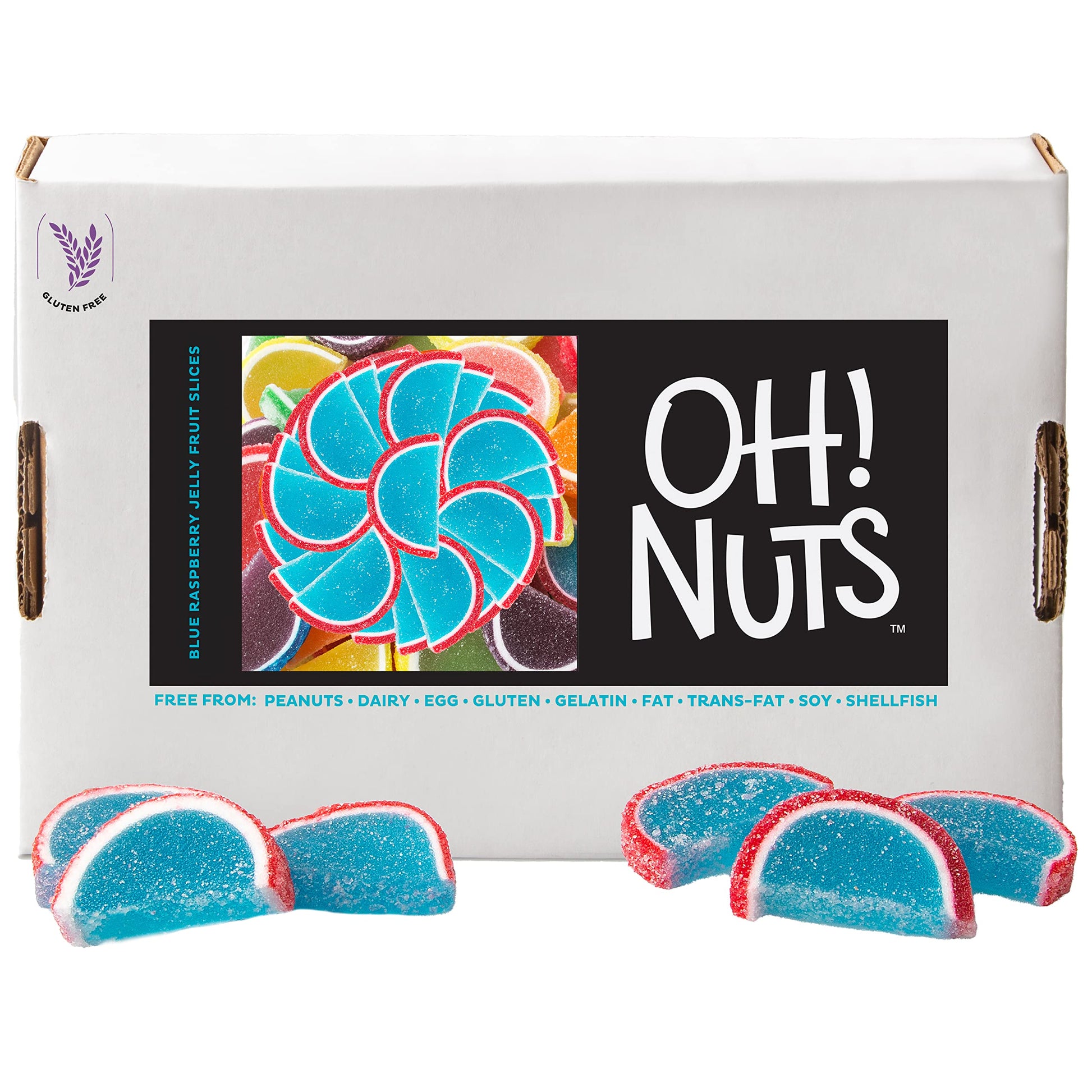 Oh! Nuts Blue Raspberry Jelly Fruit Slices Sugar Candy - 5 Lb Bulk Bag | Traditional Old Fashioned Chewy Gummy Sweet Confectionery | Gluten-Free, Kosher Certified Pareve (150 Ct)