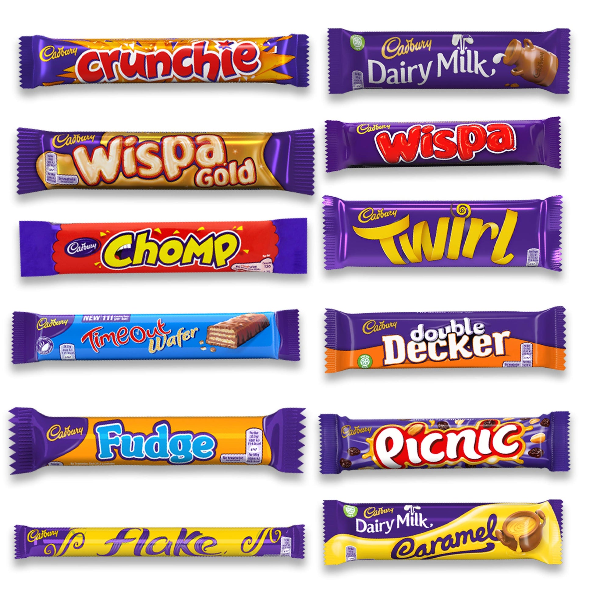 Chocolate Bar Variety Pack - 12 Assorted Chocolate Bars Including Dairy Milk, Crunchie, Wispa, Twirl, And More - Imported British Chocolate - Bundled By Zuvo - Gift Hamper
