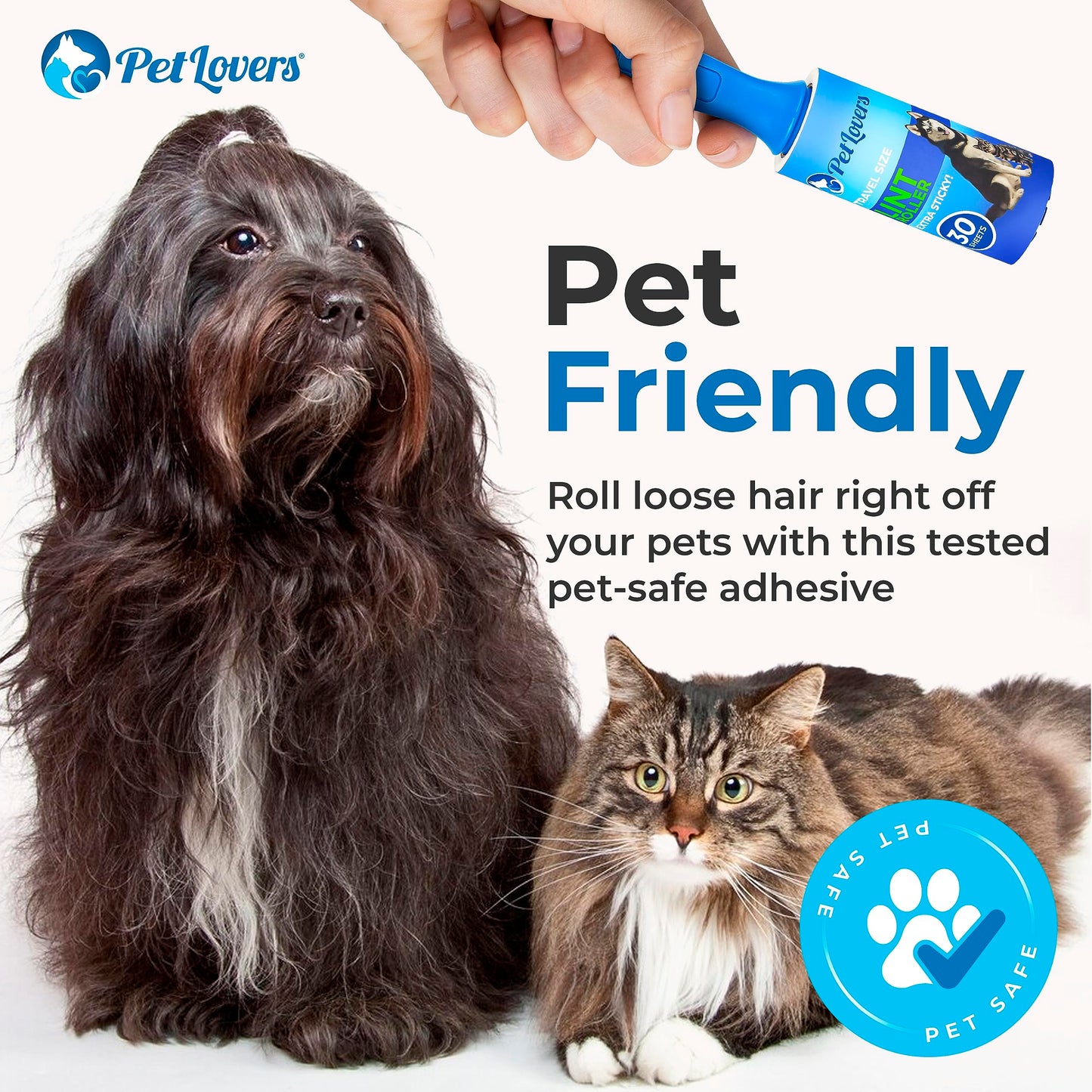 Petlovers Mini Lint Rollers Extra Sticky (4 Pack) - Travel Size Lint Rollers For Pet Hair