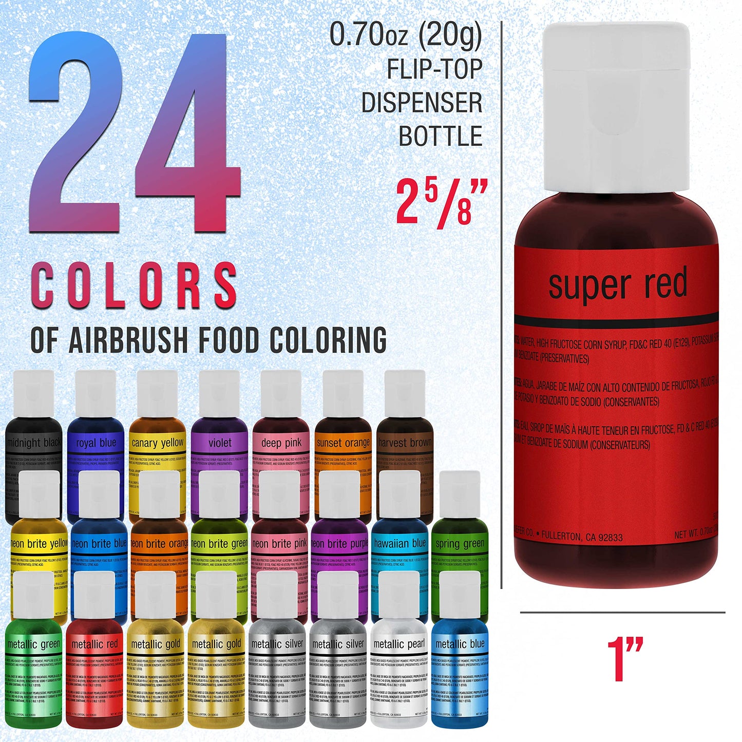U.S. Cake Supply - Complete Cordless Handheld Airbrush Cake Decorating System, Professional Kit With A Full Selection Of 24 Vivid Airbrush Food Colors - Decorate Cakes, Cupcakes, Cookies & Desserts