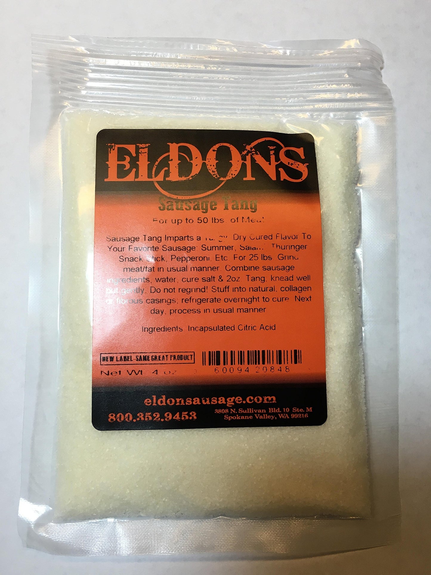 Eldons Encapsulated Citric Acid for Sausage Making - 4 oz Pack