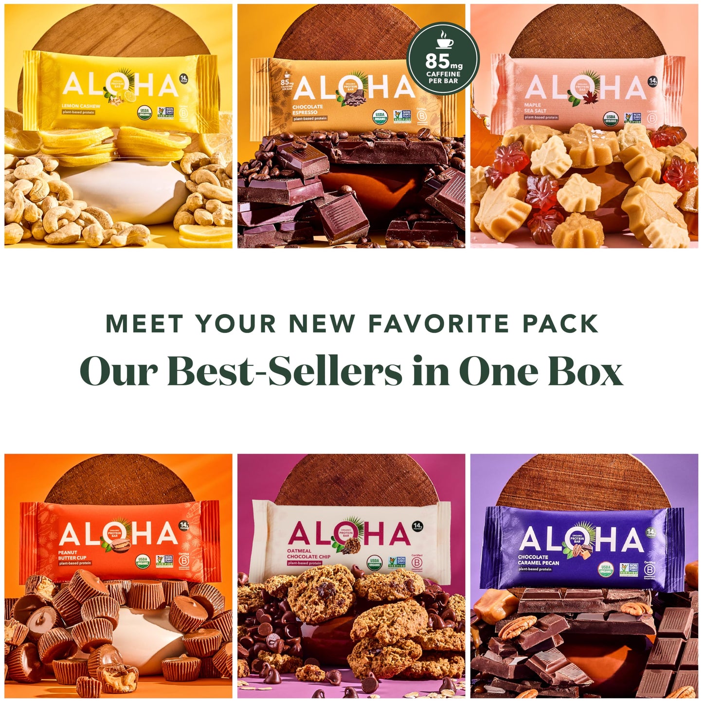 ALOHA Organic Plant Based Protein Bars - Sampler Pack #2-12 Bars  Vegan  Low Sugar  Gluten-Free  Paleo  Low Carb  Non-GMO  No Stevia  No Erythritol