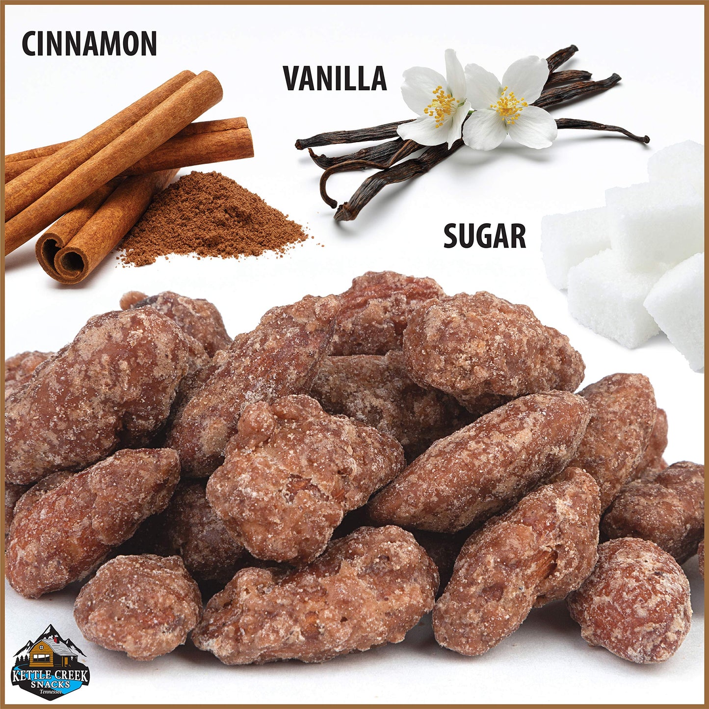 Kettle Creek Snacks Cinnamon Roasted Almonds, Non-GMO, 2 lb Bag