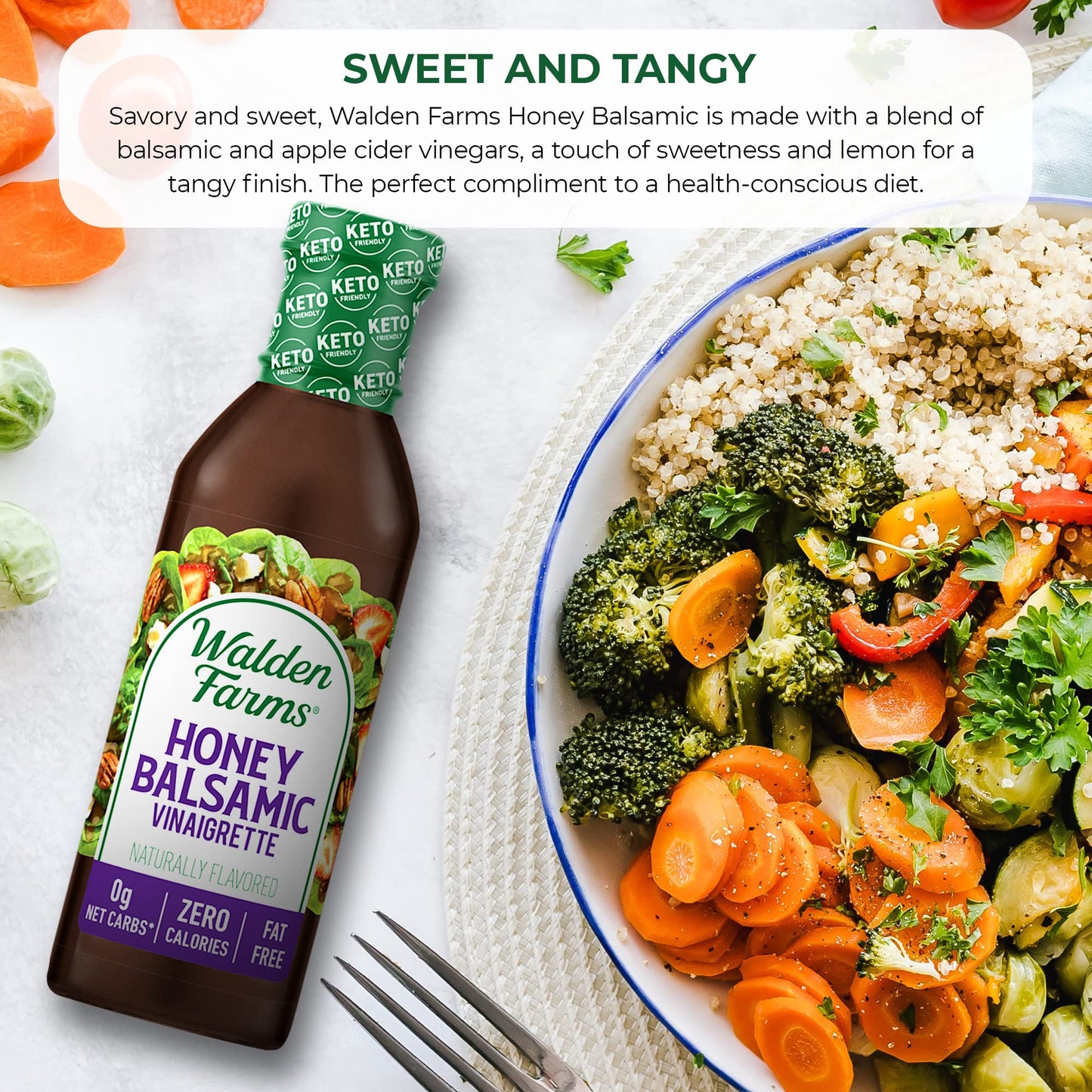 Walden Farms Calorie Free Dressing Honey Balsamic Vinaigrette - 12 Fl Oz - 2 Pc