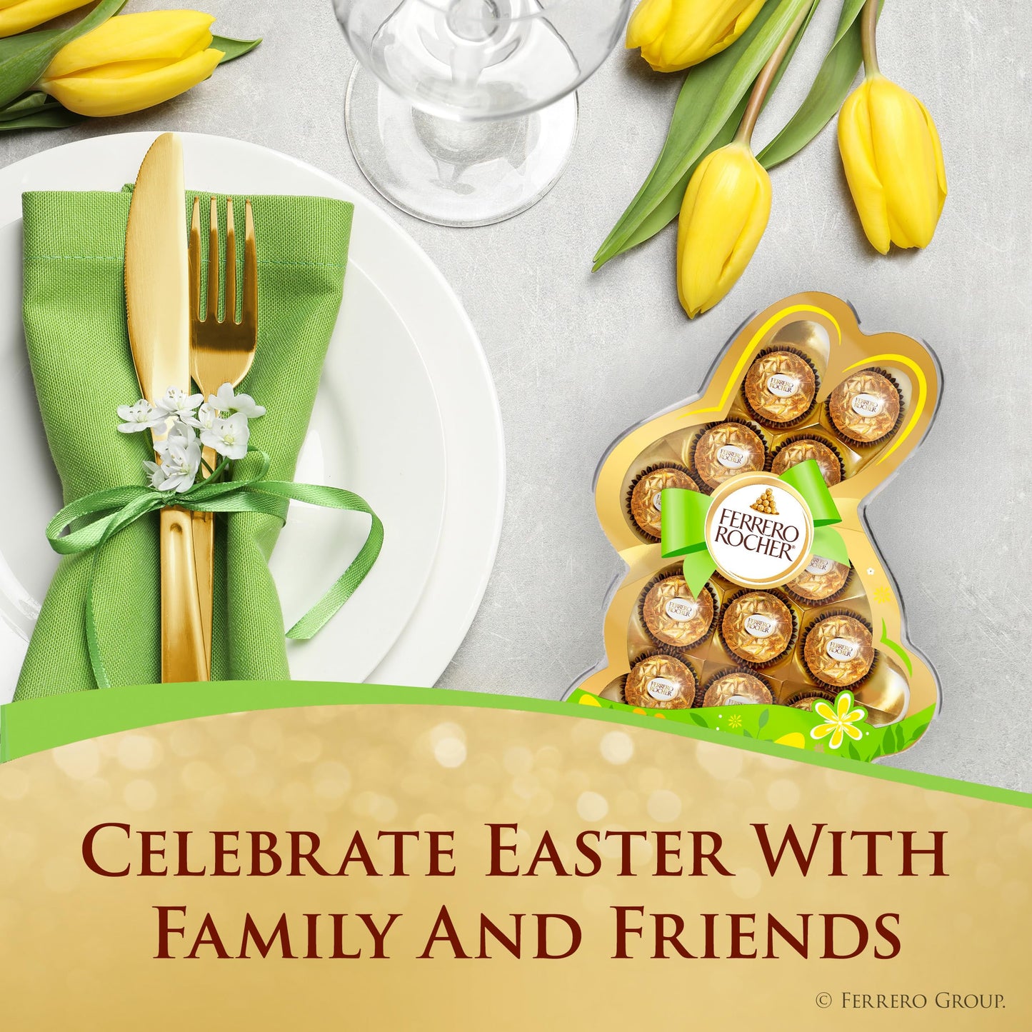 Ferrero Rocher, 13 Count, Premium Gourmet Milk Chocolate Hazelnut, Individually Wrapped Candy For Gifting In A Bunny-Shaped Box,