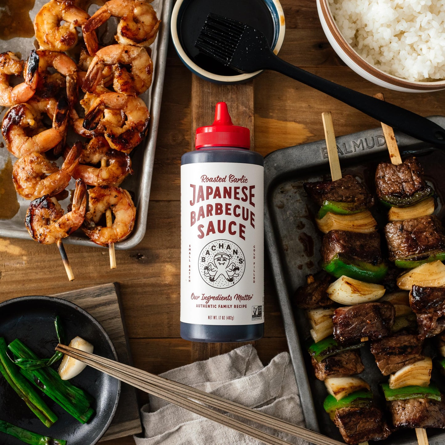 Bachan'S Japanese Barbecue Sauce 2 Pack - 1 Original, 1 Roasted Garlic - Bbq Sauce For Wings, Chicken, Beef, Pork, Seafood, Nood