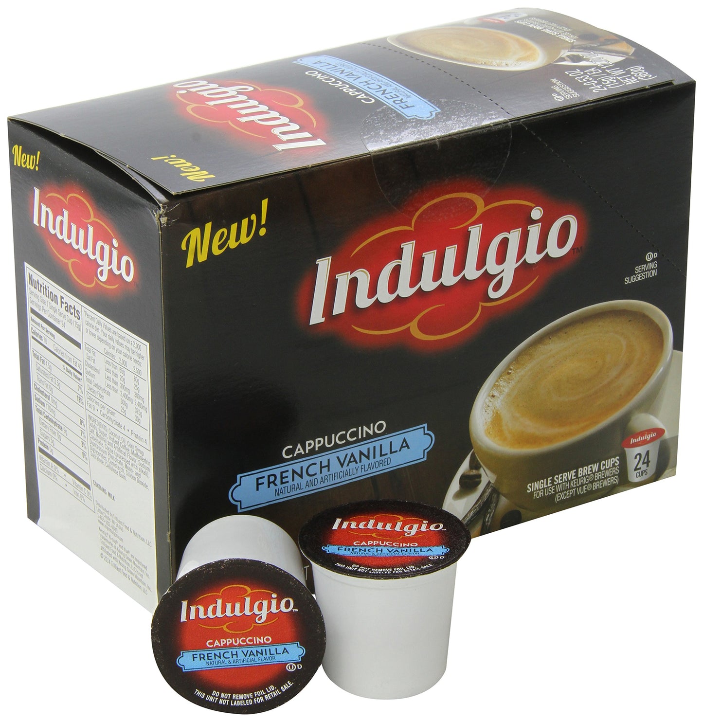 Indulgio French Vanilla Cappuccino K-Cup Pods, 24 Count, Compatible with Keurig 2.0 malt-inspired