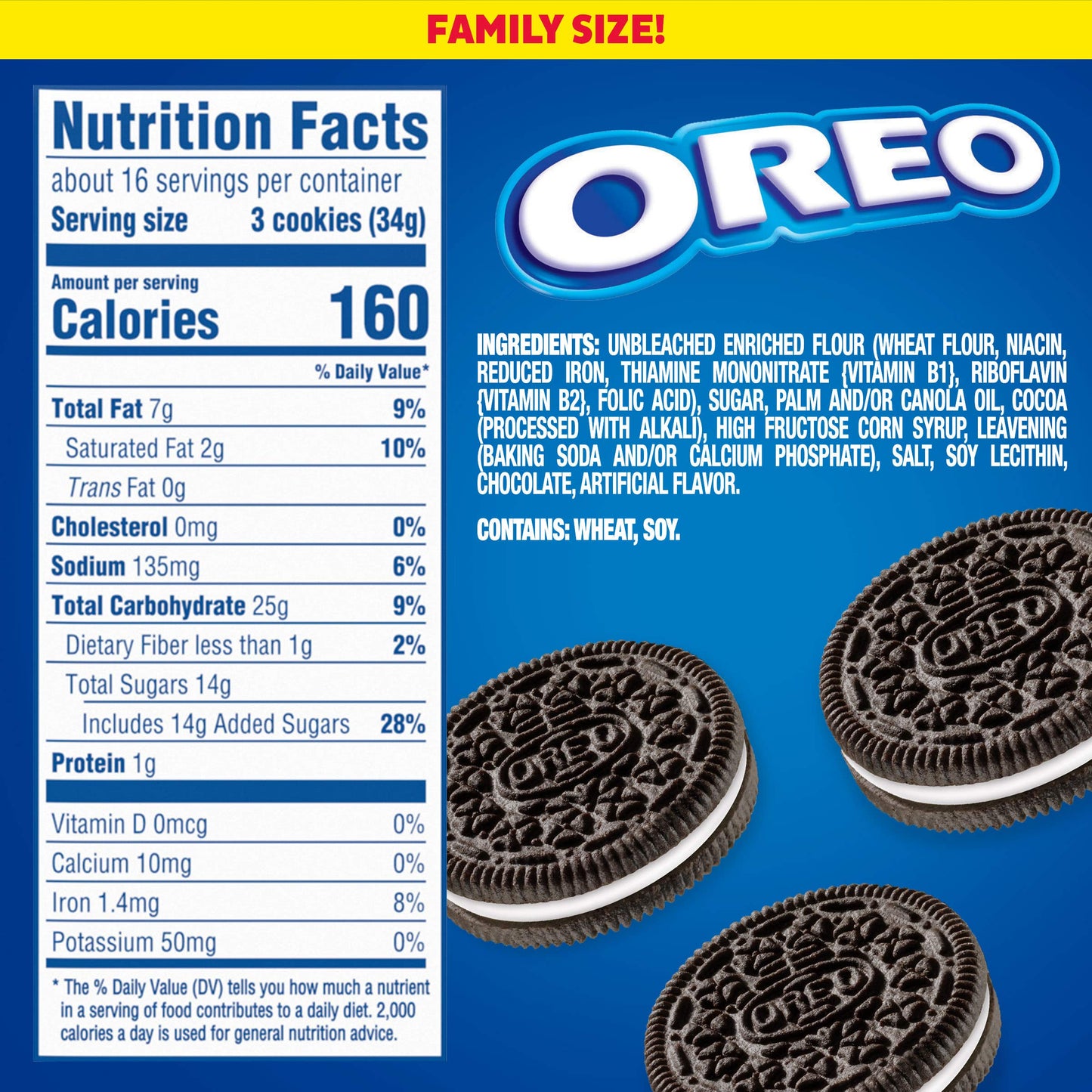 Oreo Chocolate Sandwich Cookies, Family Size, 19.1 Oz