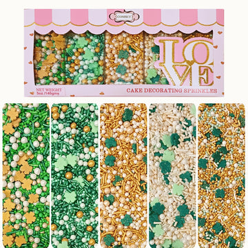 Confect St. Patricks Green, Gold & White Sprinkles Mix | Edible Sprinkles for Baking & Cake Decorative | Birthday & Celebration 