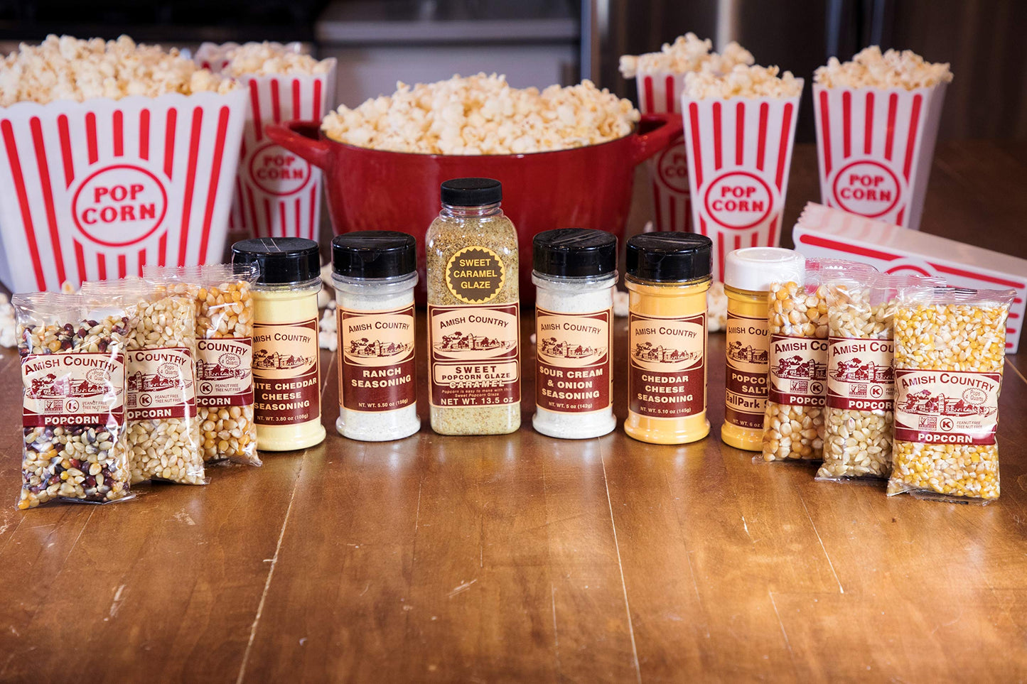 Amish Country Popcorn | 6-4 Oz Bags | Variety Popcorn Kernel Set With Toppings | Old Fashioned, Non-Gmo And Gluten Free