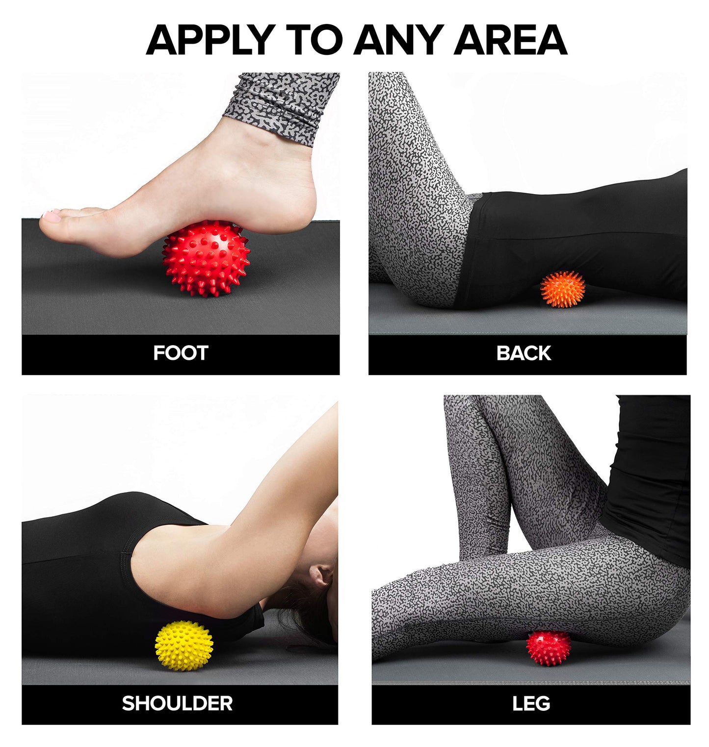 Octorox Spiky Massage Balls For Feet, Back, Hands, Muscles - Firm, Medium And Soft Spiked Massager Rollers For Plantar Fasciitis