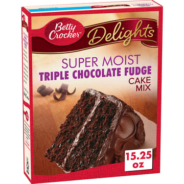 Betty Crocker, Supermoist Cake Mix, Triple Chocolate Fudge, 15.25oz Box (Pack of 6)