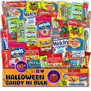Bulk Candy Box Variety Pack | 60+ Pcs Candy Gift Basket Individually Wrapped Bouquet - Pinata Stuffers Birthday and Movie Snack 