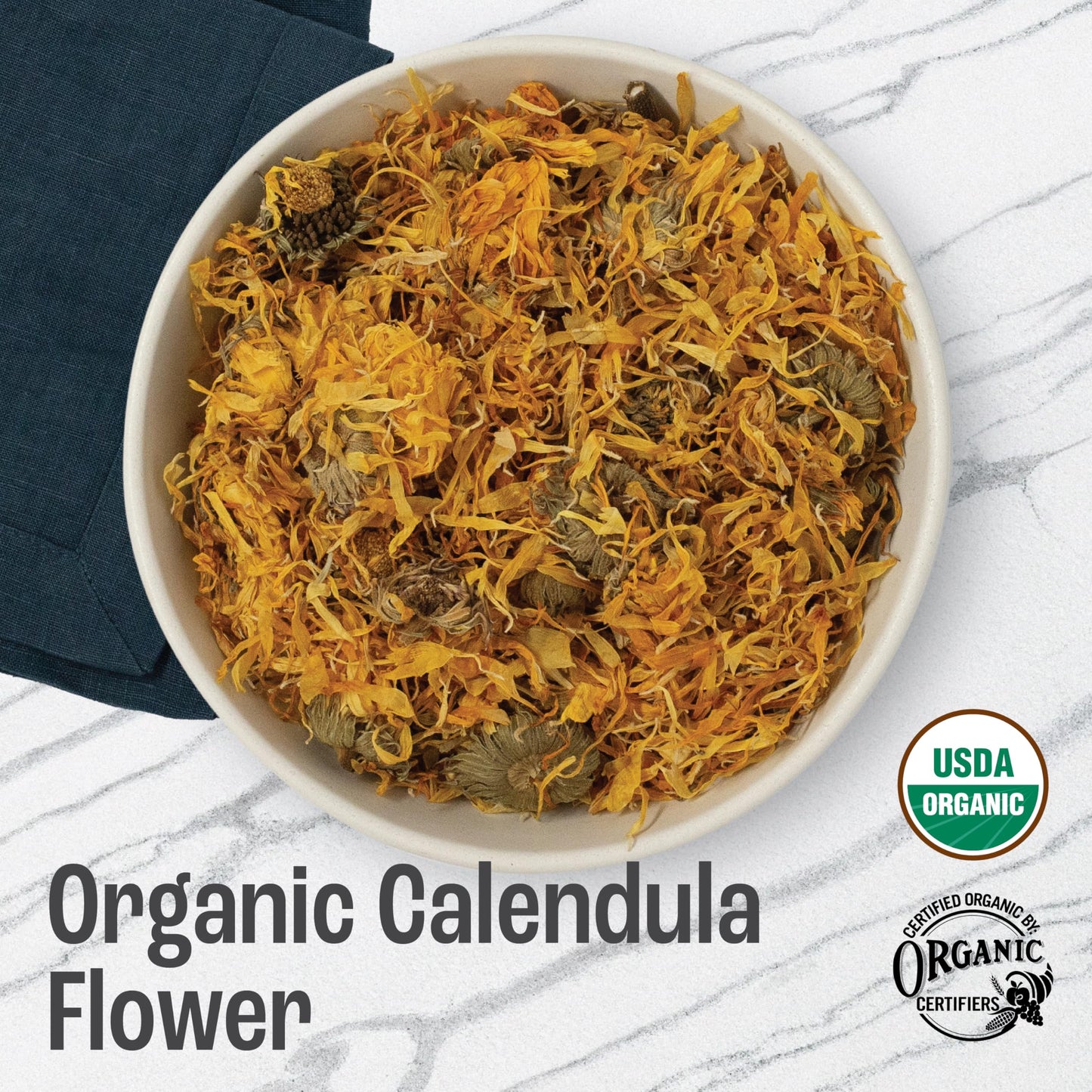 J MAC BOTANICALS Organic Calendula Flower Loose Leaf Tea 16 Ounce USDA Certified Organic