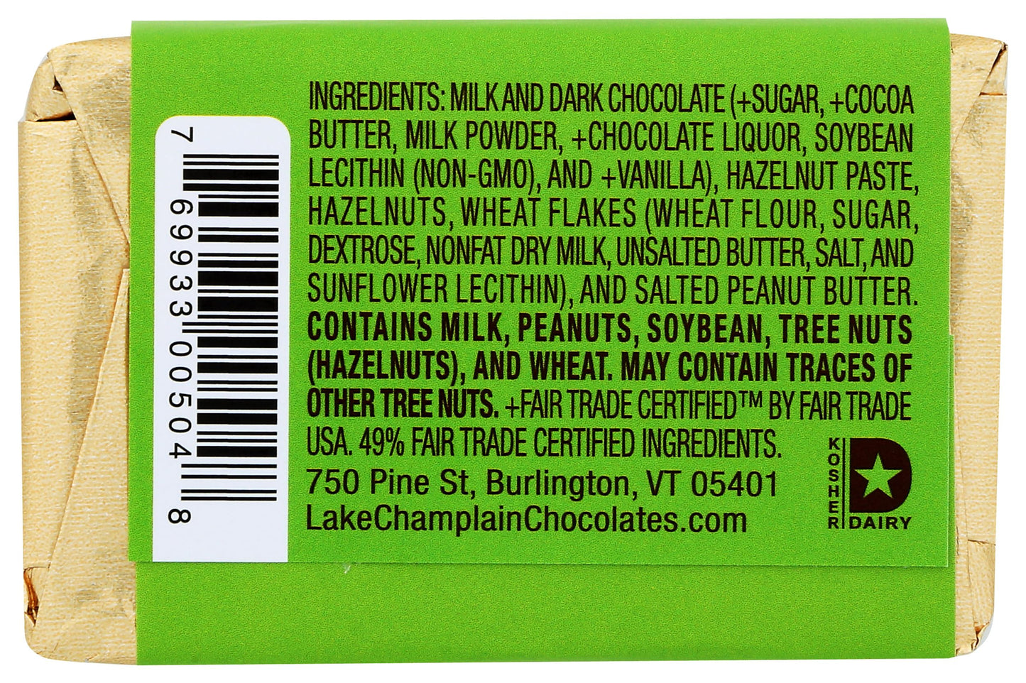 Lake Champlain Milk Chocolate Hazelnut Five Star Bar, 1.8 Ounces
