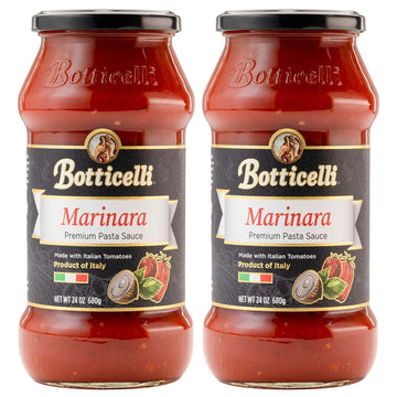 Marinara Premium Italian Pasta Sauce by Botticelli, 24oz Jars (Pack of 2) - Product of Italy - Whole30 Approved - Gluten-Free - 