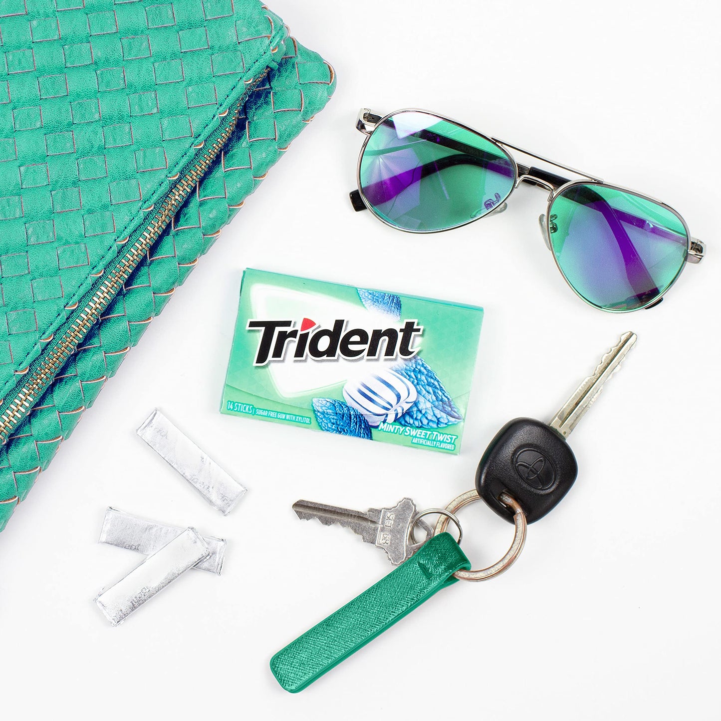 Trident Sugar-Free Chewing Gum, Minty Sweet Twist, 14 Pieces per Pack, 12 Packs, Total 168 Pieces