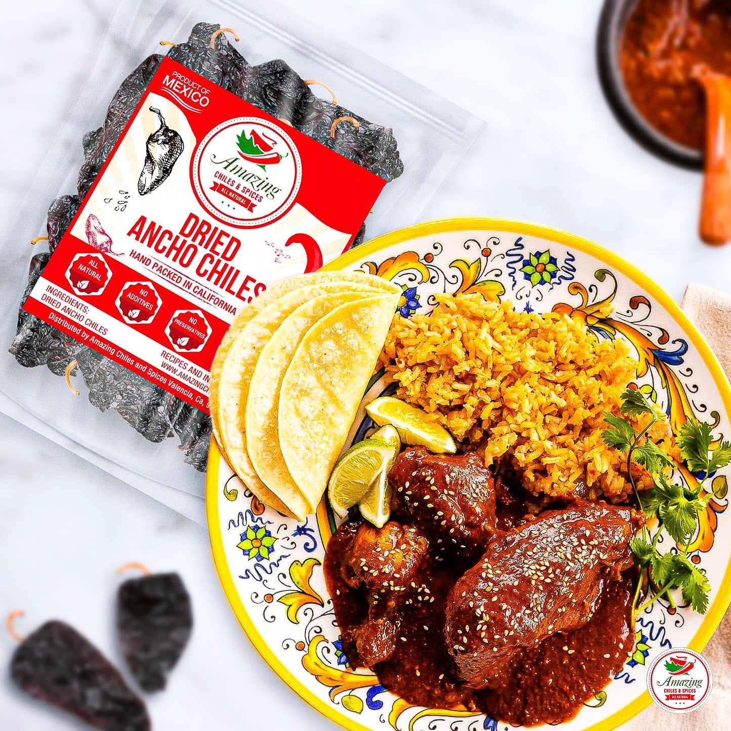 Dried Peppers 6 Pack Bundle - Ancho, Guajillo, Pasilla, Arbol, Chipotle, Cascabel (24oz Total). By Amazing Chiles & Spices