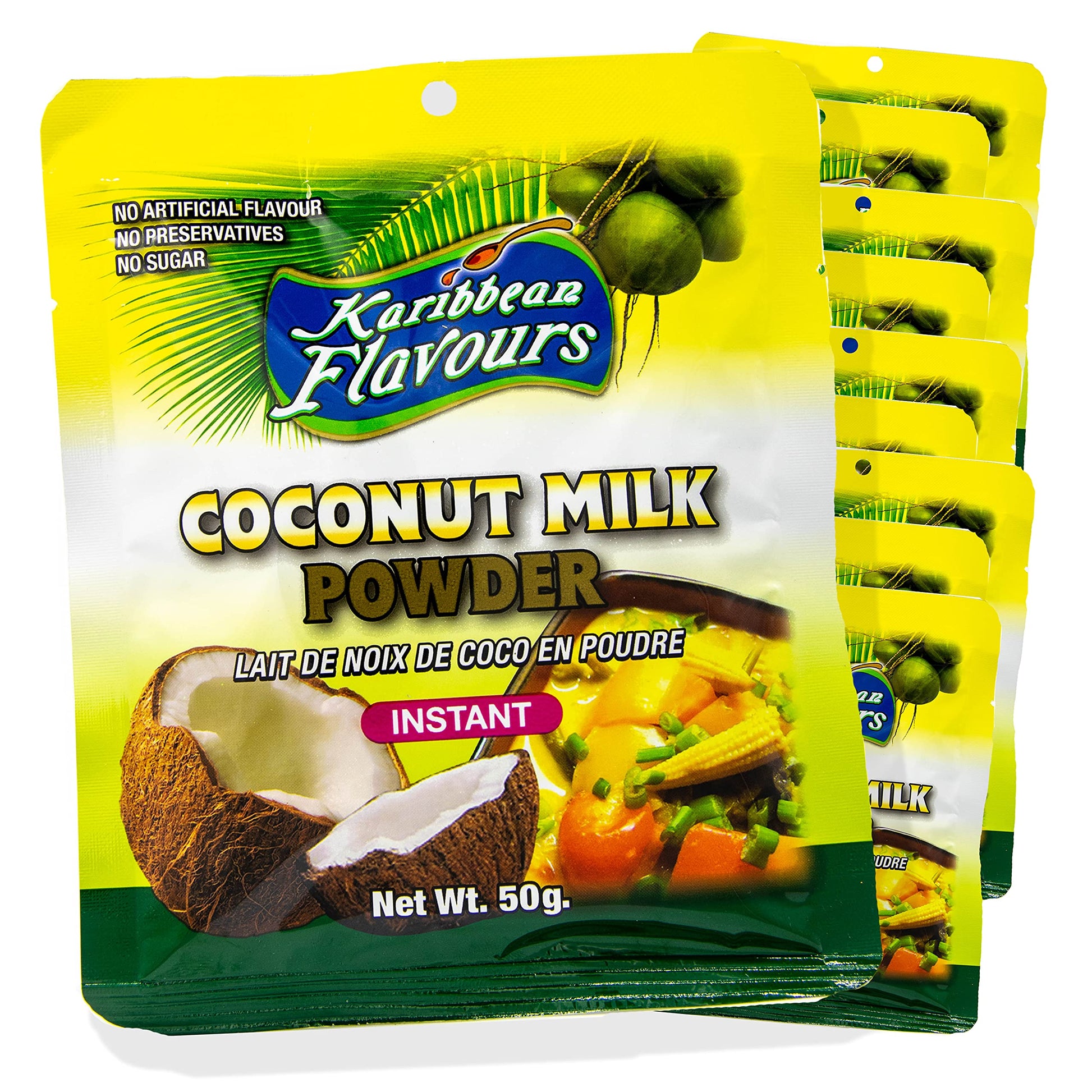 Caribbean Instant Coconut Milk Powder | Organic | Non GMO | Adds Rich Coconut Flavour To Your Desserts And Curry Dishes |10-pack