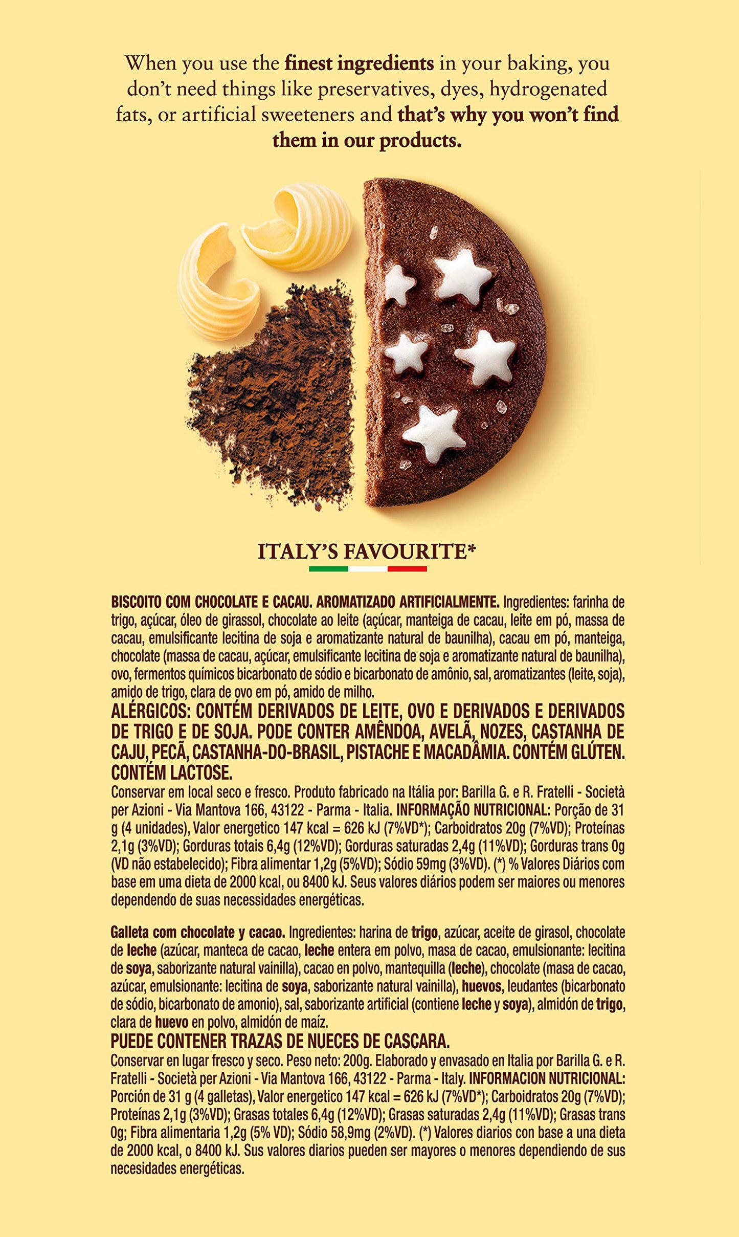 Mulino Bianco Pan di Stelle: Traditional Italian Chocolate Star Cookies - 7.05Oz (200g)