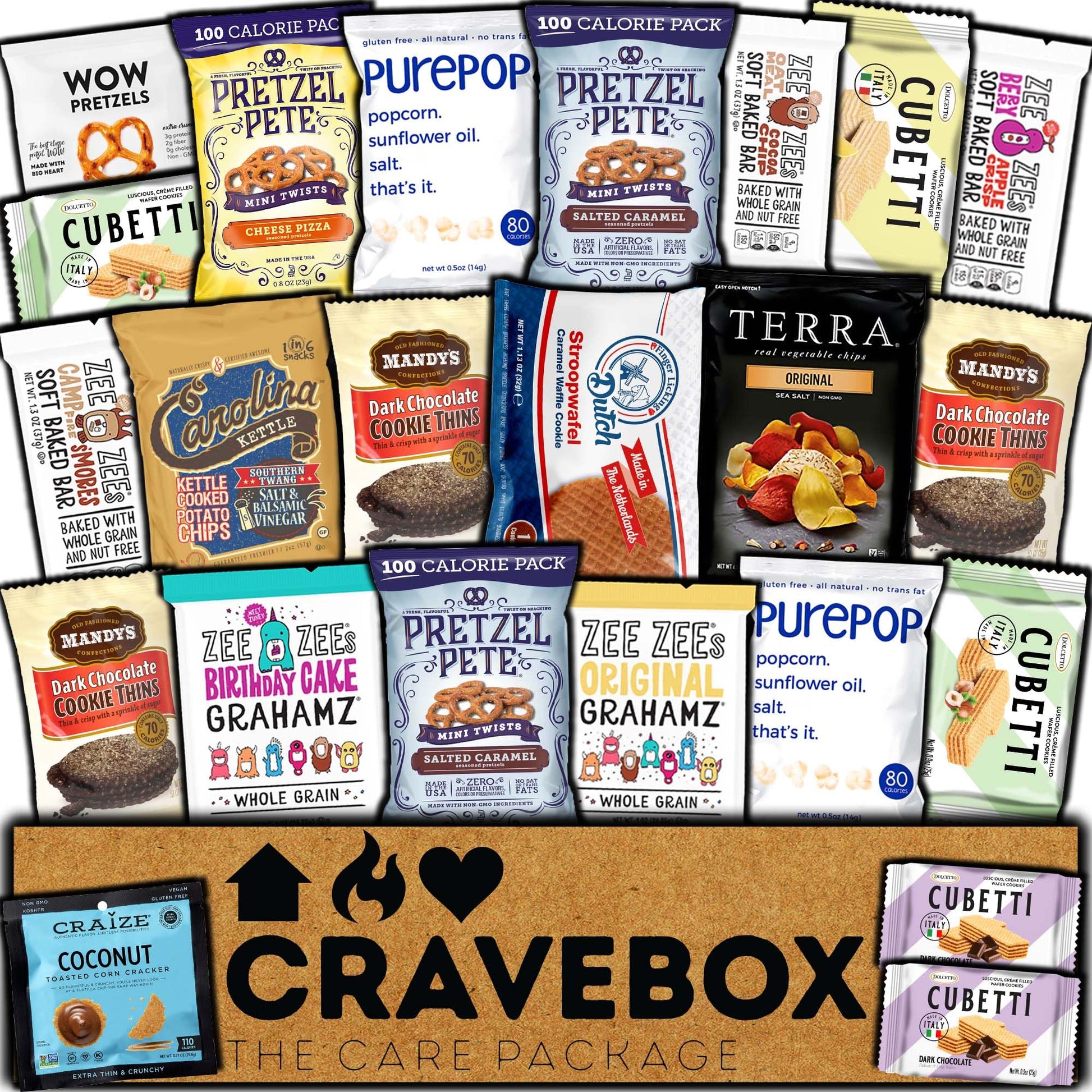 CRAVEBOX Gourmet Value Snack Box (Variety Pack) Care Package Specialty Private Label Healthy Variety Men Women Adults Candy Food