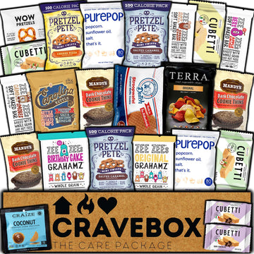 CRAVEBOX Gourmet Value Snack Box (Variety Pack) Care Package Specialty Private Label Healthy Variety Men Women Adults Candy Food