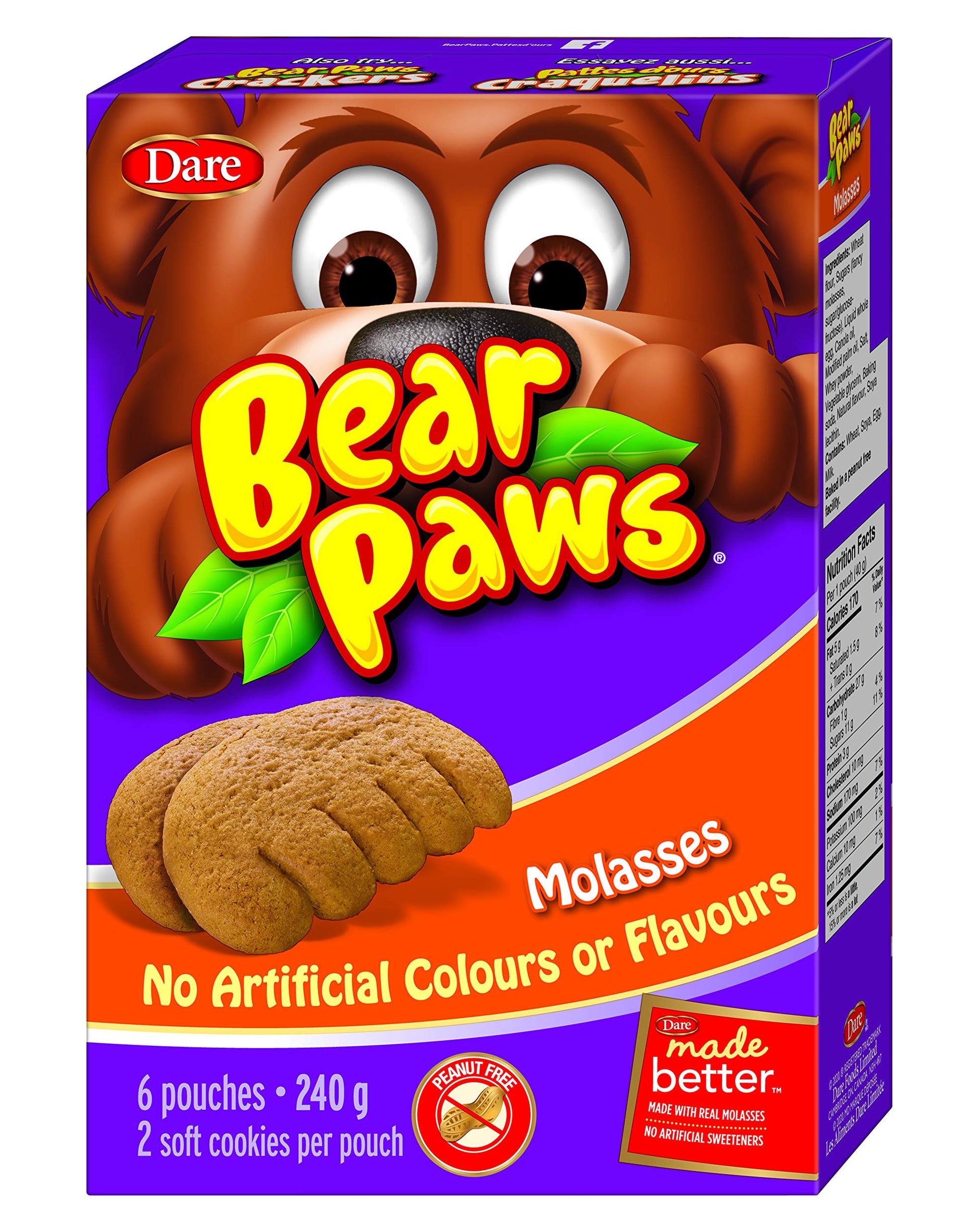 Dare Bear Paws Soft Molasses Cookies 270g - Peanut Free - {Imported from Canada}