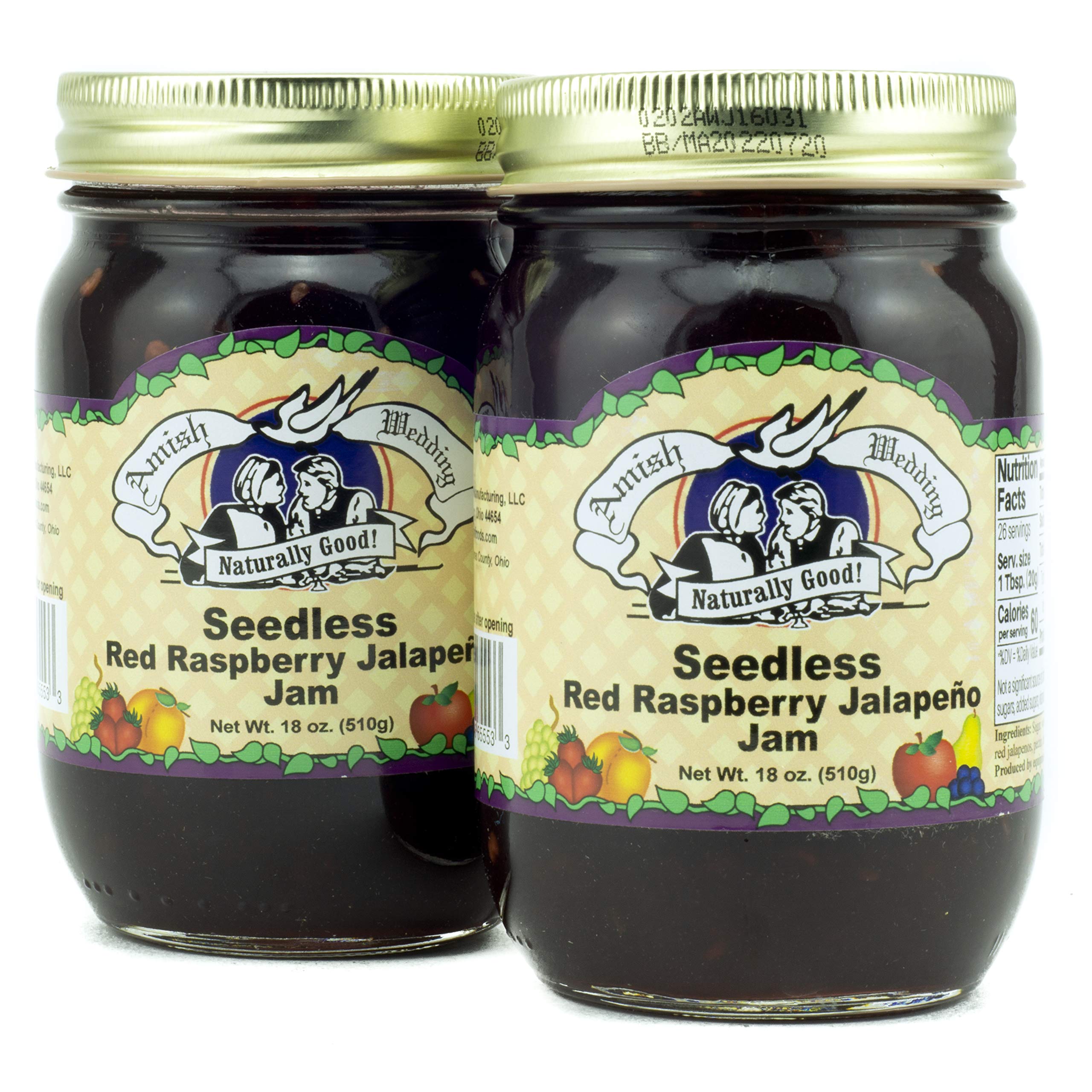Amish Wedding Seedless Red Raspberry Jalapeno Jam 18oz (Pack of 2 ...