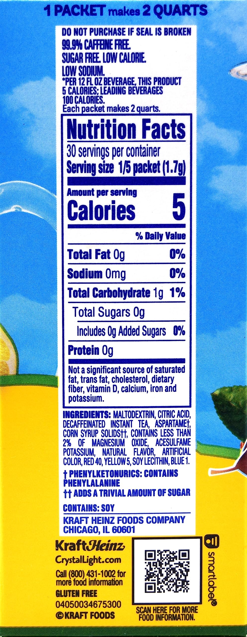 Crystal Light Decaf Lemon Iced Tea Natural Flavor Drink Mix, 12-Quart Canister